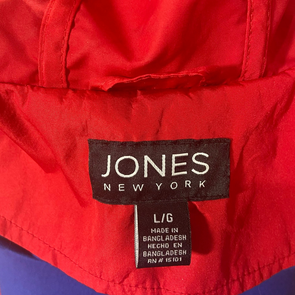Jones New York Red Packable Rain Jacket Parka Windbreaker | Street Style Size L - Picture 11 of 15